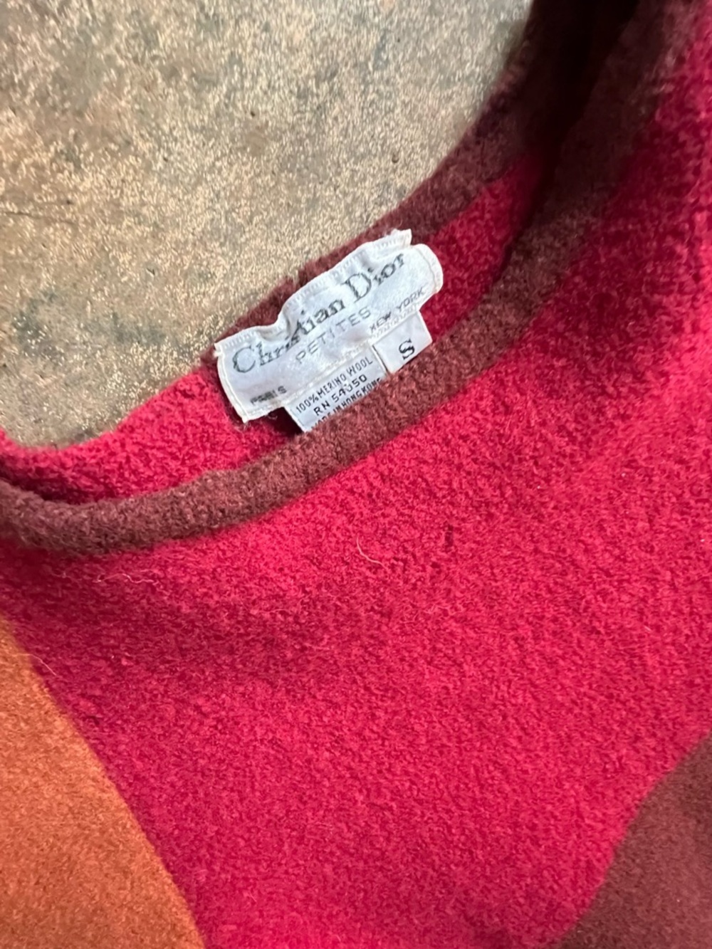 Dior Colorblock Wool Crewneck Sweater in Red and Brown